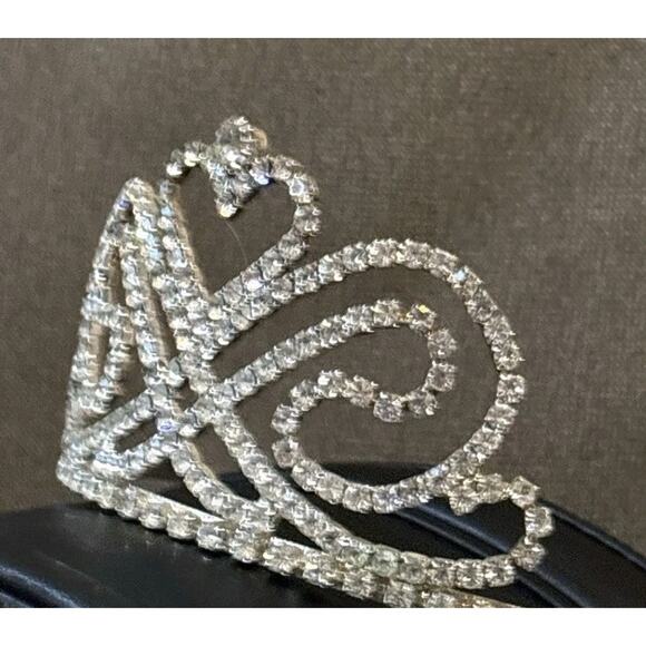 Vtg Rhinestone Heart Tiara Crown Pageant Prom Bridal Princess USA Miss Texas
